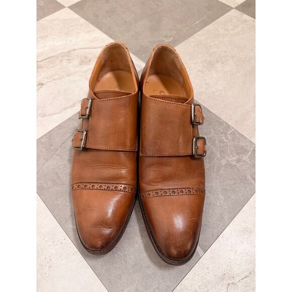 3DM Lifestyle Mens Double Monk Strap Dress Shoes Size 8 Cognac Leather Old Money main image 5